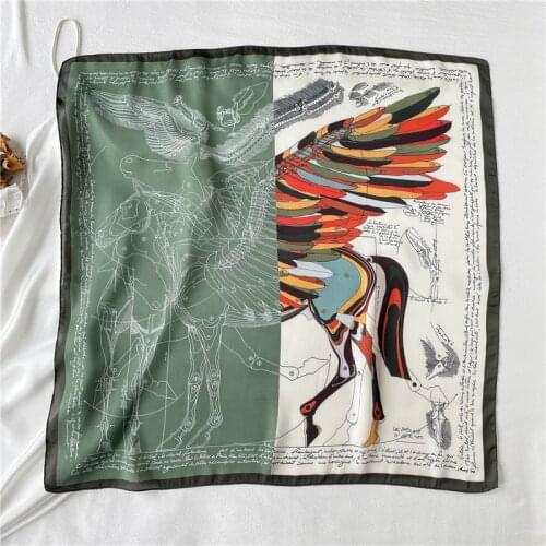 Print Hair Scarf for Women Fashion 70*70cm Shawl Wrap Girls Neck Tie Hand Bag Foulard Headband Hijab Bandana 2021 Accessories