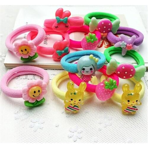 10pcs/lot Fashion Candy Colored Quality Elastic Cartoon Ponytail Holders Accessories Girl Women Rubber Bands Tie Gum(Mix Color)
