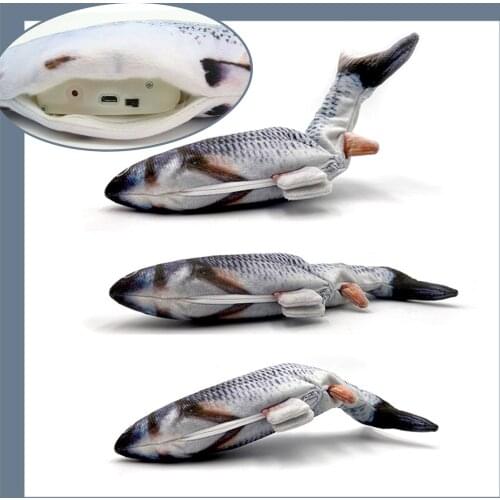 30CM Cat Toy Fish USB Electric Charging Simulation Dancing Jumping Moving Floppy Fish Cat Toy For Cats Toys Interactive