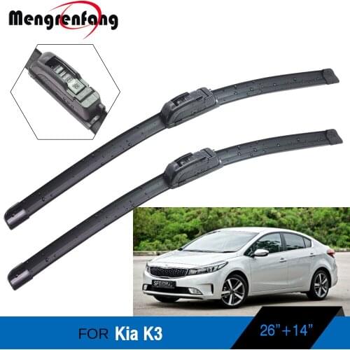 For Kia K3 Car Front Windscreen Wiper Blades Soft Rubber Wiper J Hook Arms