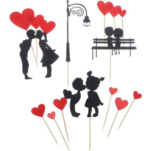 Wedding Cupcake Topper Set Love Heart Sweet Lovers Cake Topper For Anniversary Valentines Day Wedding Party Cake Decorations