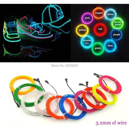 10 Colors Available EL Wire Glowing Flexible Electroluminescent Wire Cable Rope For Wedding Dance Clothing Decor