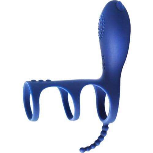 Vibrating Penis Ring with Triple Ring G-spot Vibrator Clitoris Stimulator Sex Toy Delay Spray Erection Ring for Men or Couple