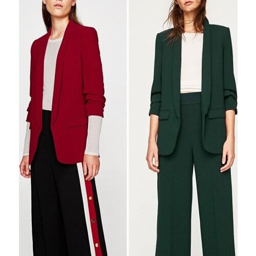 High-quality Fashion Blazer Women Outerwear Autumn Womens Blazers Fashion Ladies Lady office Feminino Coat folding Three Quarte