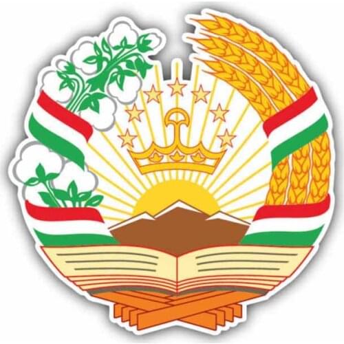 Funny Tajikistan Coat of Arms KK Motorcycle Decal Cover Scratches Car Sticker Pvc 10.8CM X 10.8CM