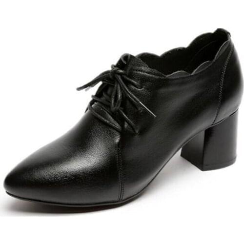 Top Comfort Cowhide Pointed Shoes Spring New Women High Heel Shoes Genuine Leather Shoes Fashion Casual Work Shoes Large Size 43