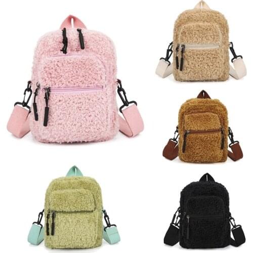 Ladies Fashion One Shoulder Diagonal Backpack Tote Bag Tote Bag Plush Backpack
