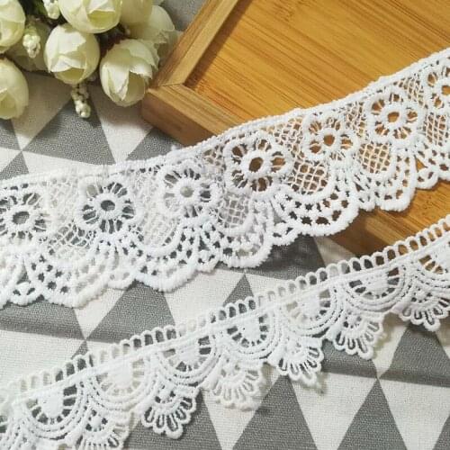 1Yard Embroidery Lace Fabric Wedding Ribbon 3.5cm 5cm Lace Sewing Clothing Collar Guipure Lace Appliques For Wedding Dresses LW2