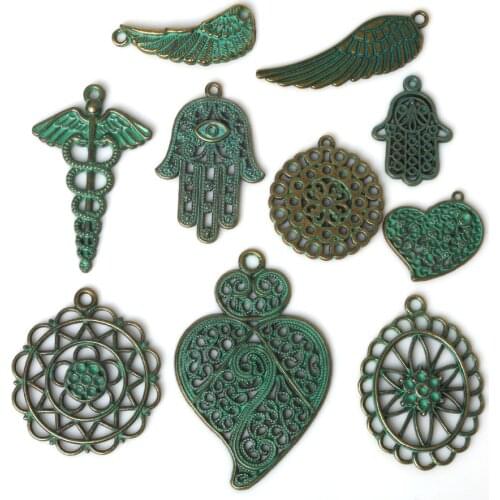 10pcs Antique Bronze Wing Metal Alloy Pendant Charms For Bracelet Jewelry Findings Making Accessories
