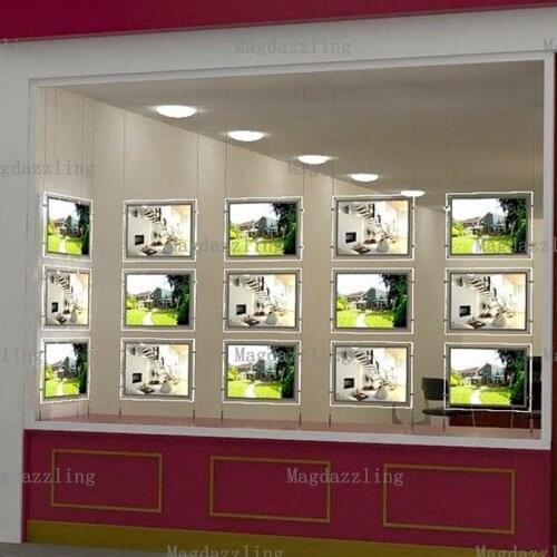 12PCS Landscape 8.5"X11" LED Light Pocket for Real Estate Window Displays - Cable Suspended Poster Display Kit - Double Side