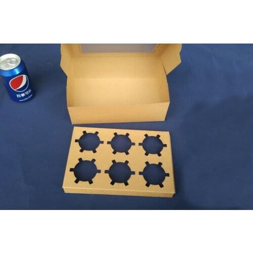 300pcs 24*15.5*7.5cm 6 Grid White/brown Kraft Paper Muffin Box For Candy/food/wedding/jewelry Gift Box Packaging Display Boxes