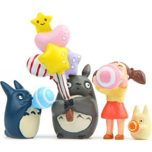 4pcs/lot 1-6cm DIY Totoro Celebration Group Festive Xiaomei Satsuki Blue Totoro Action Figure Toy Doll Collection Model Toy