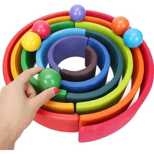 6pcs 4.5cm Baby Toys Wooden Rainbow Balls Toys Wooden Rainbow Stacker Accesseries Building Blocks Montessori Educational Toy