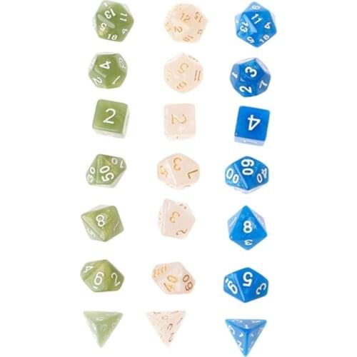 7Pcs Flickering Polyhedral Dice For Dragon Pathfinder D20 D12 2xD10 D8 D6 D4 U2JB
