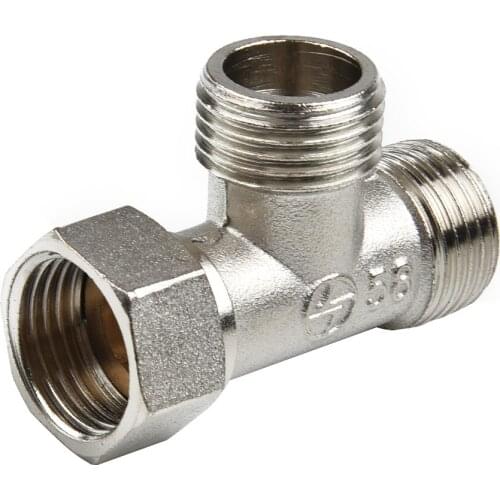 Toilet Diverter Adapter Valve Copper T Adapter For Bath Bidet Sprayer Shower Fitting 4 points copper three-way water pipe union