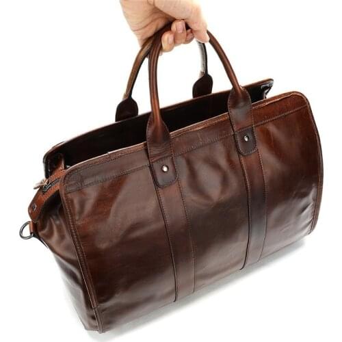 Brand Fashion Large Weekend Duffel Bag Big Genuine Leather Business Mens Travel Bag Popular Design Duffle Handbag