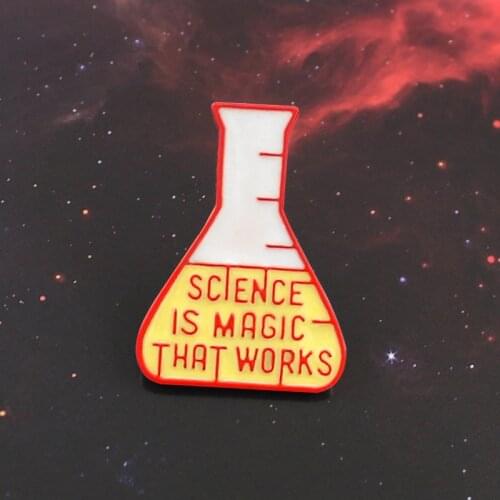 Science Experiment Cup Brooch Science is Magic That Work Enamel Lapel Pin Backpack Accessories Science Lovers and Friends Gifts