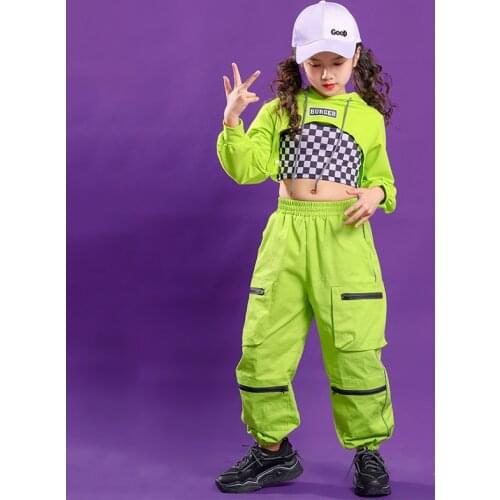 Kid Hip Hop Clothing Hoodie Sweatshirt Crop Top Long Sleeve T Shirt Tank top Tactical Cargo Pants for Girl Dance Costume Clothes