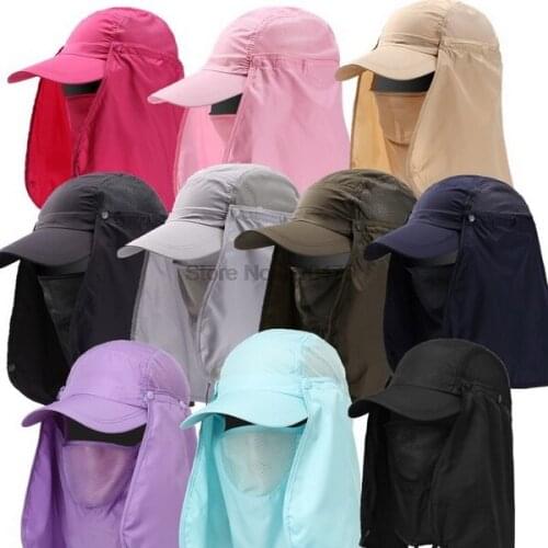 DHL 100pcs Outdoor Fishing Hiking Hat Face Neck UV Protection Sun-proof Quick Dry Hat