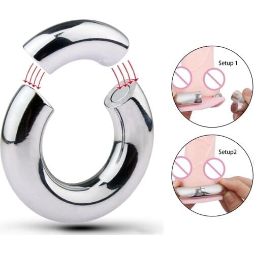 Stainless Steel Penis Rings Magnetic Ball Scrotum Stretcher Lock Cock Ring Delay Ejaculation BDSM Cockrings Sex Toys For Men