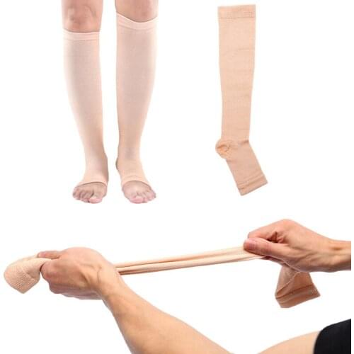 Open Toe Knee High Compression Stockings 1 Pair