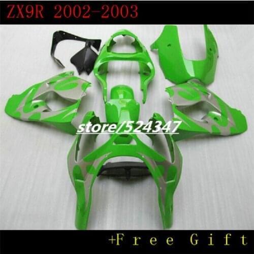 Hot Sales Fit For KAWASAKI NINJA 02 03 ZX9R High Quality ZX 9R 02-03 green black 2002 2003 ZX-9R Full Fairings Kits