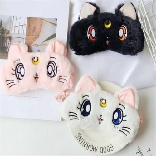 Sailor Moon Warrior Luna Cat Plush Eye Mask Anime Glossy Eye Shade Sleep Goggles Cartoon Cat Eye Mask A929