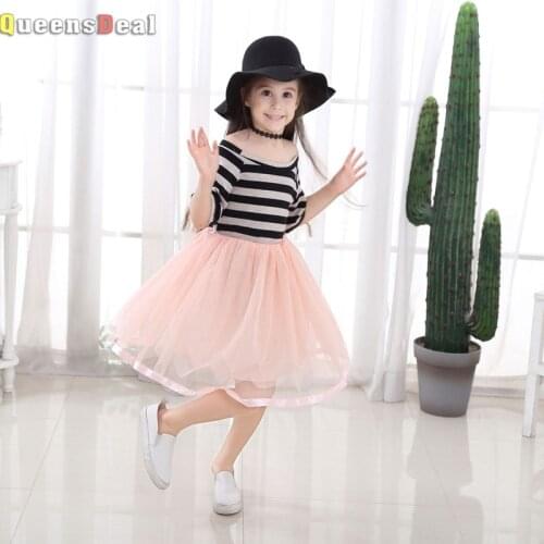 MERI AMMI Children Girls Dressing Striped Shoulderless Mesh TUTU Dresses 2-1 Year Baby Kids