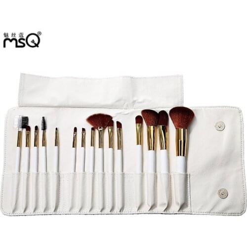 MSQ 15pcs Rome Style Print Makeup Brushes Set Polyamide Hair Cosmetic Tools with Storage Bag