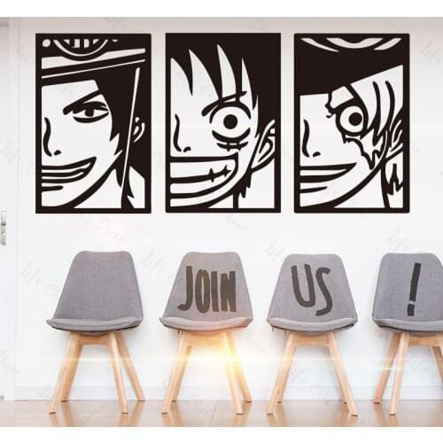 Cartoon One Piece Japanese Straw Hat Pirate Group Dormitory Bedroom Living Room Dormitory Baby Wall Decal Sofa Boys Wall Sticker