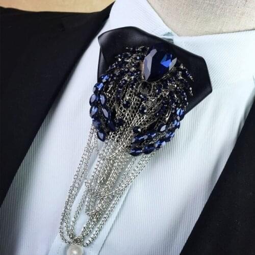 Dual Use Metal Diamond Tassel Korean Mens Tie Bridegroom Wedding Dress Neckline Tie Western Jewelry Bow Tie