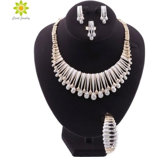 Exquisite Dubai Gold Colorful Necklace Set Nigerian Wedding Women Accessories Jewelry Set African Beads Costume Jewelry Set