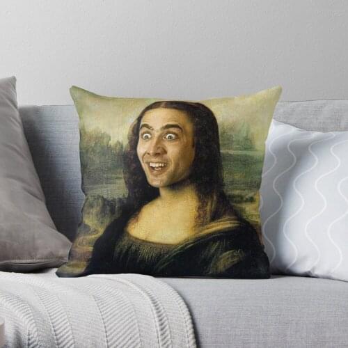 Nicolas Cage Mona Lisa Throw Pillow Cushion Cover Polyester throw pillows case on sofa home living room car seat decor 45x45cm