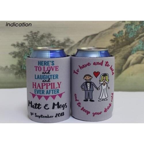100pcs/lot Sublimation Neoprene Can Cooler Stubby Holder Custom Logo For Wine Cool Bag For Wine Beer Food And Cans Wedding Gift