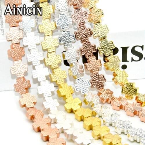 New Arrival 12mm Clover Shape Hematite Beads Shine Matt Surface Color Keeping DIY Jewelry Making Strand Loose Beads 5pcs/lot