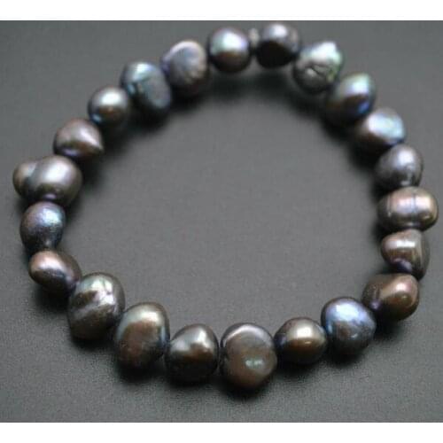 Peacock Gray Pearl Baroque Beads Stretch Bracelet Fashion Woman Jewelry Gift