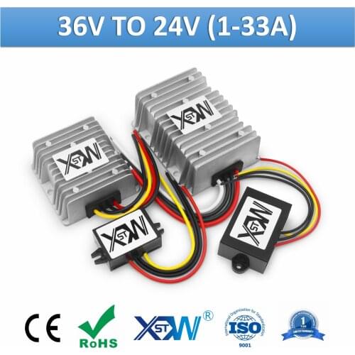 XWST DC DC Step Down Converter 36V 48V to 24V 1A to 30A Waterproof IP67 30-60V Convert to 24VDC Buck Car Power Supply