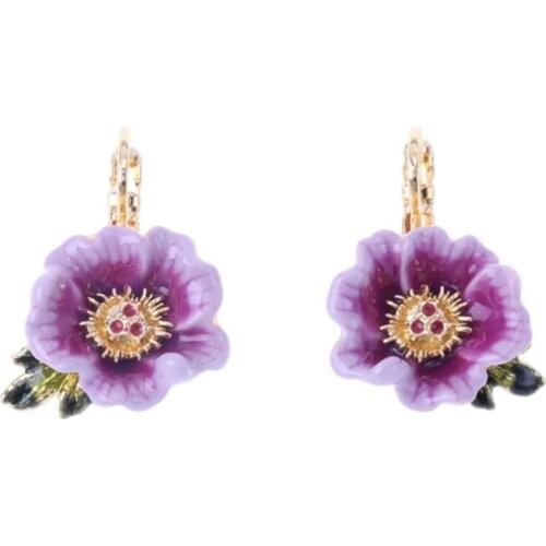 Simple And Popular Enamel Drop Crystal Stud Earrings