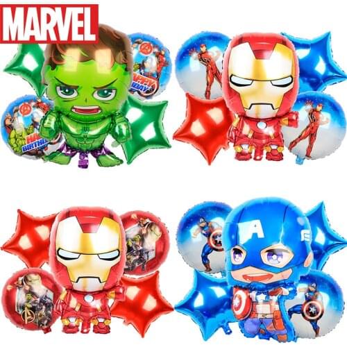 Marvel Anime Figures Hulk Ironman Captain America Aluminum Balloons Baby Shower Decorations Children Birthday Party Supplies Toy