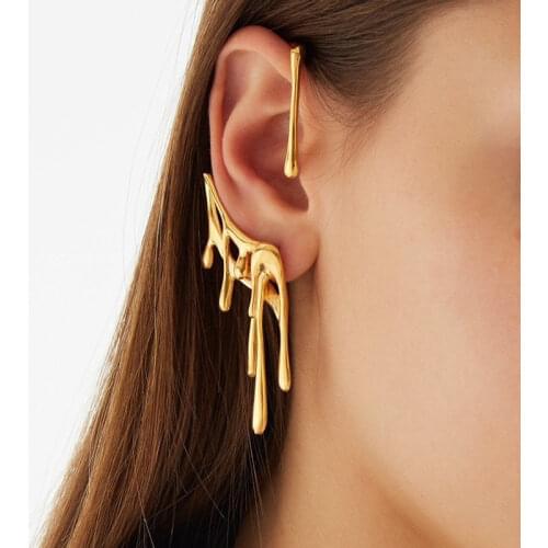 PUNKI Punk Auricle Helix Ear Cuff Clip Earrings Without Piercing for Men Women Gold Color Fashion Korean Cool Jewelry Hip-hop