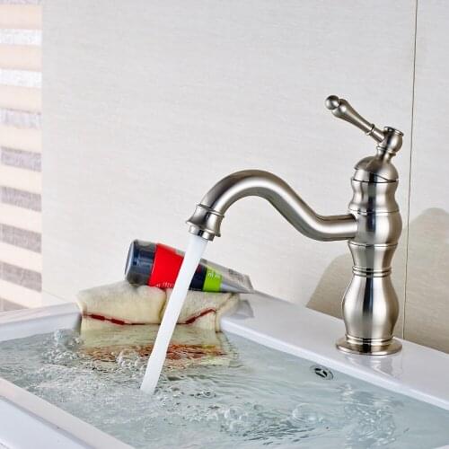 New Arrival Deck Mounted Brushed Nickel Bathroom Faucet Solid Brass Vanity Sink Mixer Tap NEW