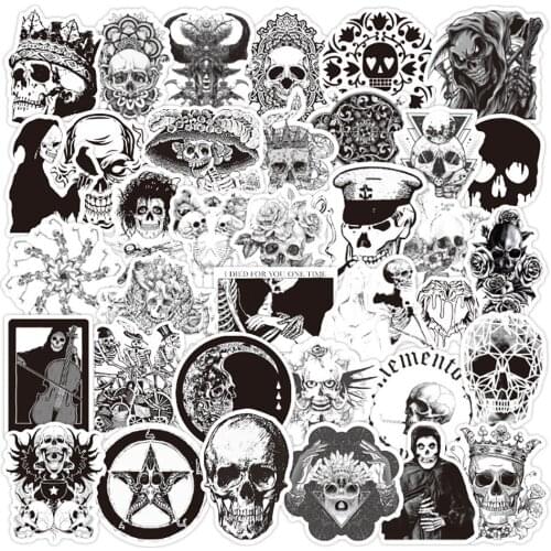 50PCS Black and White Gothic Style Stickers DIY Travel Luggage Guitar Fridge Laptop Cool Classic Toy Graffiti Sticker Decals
