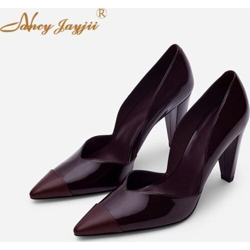 Pointed Toe Skyblue Dark Purple D'Orsay Pumps Cone Heel Famous Prom Footwear Casual Women Sexy Shoes Size 16 NANCYJAYJII 2020
