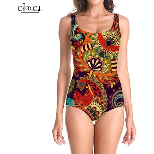 CLOOCL Newest Fashion Retro Geometric Patterns 3D Print One-piece Swimwear Women Swimming Bathing Suit Sleeveless Sexy Swimsuit