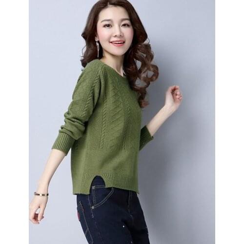 Woman Sweaters Pullover Autumn Sweater Womens Pullover Loose Slit Knit Sweater Femme Chandails