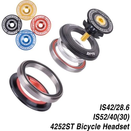 ZTTO 4252ST Bicycle Bearing Headset 42mm 52mm CNC 1 1/8"-1 1/2" Tapered Tube fork Straight IS42 IS52 Integrated Angular Contact