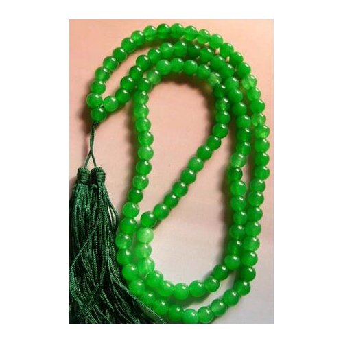108 Green 8mm Jade Bead Tibet Buddhist Prayer Necklace Mala 18 inch