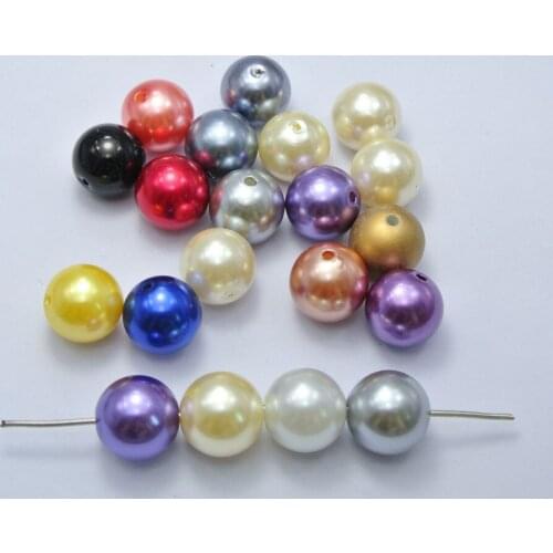 20 Pcs 18mm Plastic Faux Pearl Round Beads White Imitation Pearl