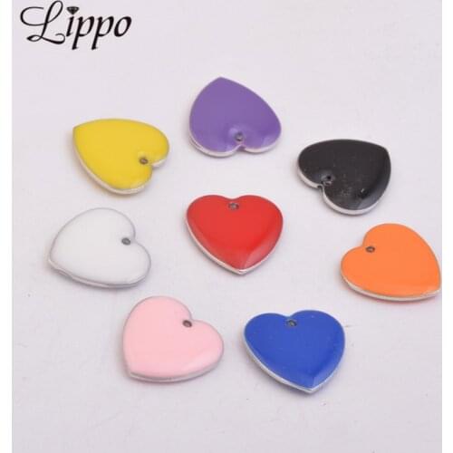 30pcs 10*16mm Enamelled Sequins Hearts Charms Copper Two-sided shuttles Silver Color Heart Pendant Nickel free and Lead Free
