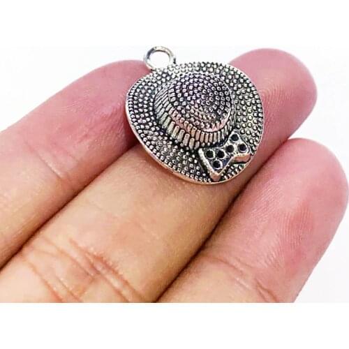 6pcs 20x25mm Ms.Beach Cap Hat Charms Tibetan Silver Color Pendant Fit For Necklace Jewelry Making Accessories Crafts Wholesale